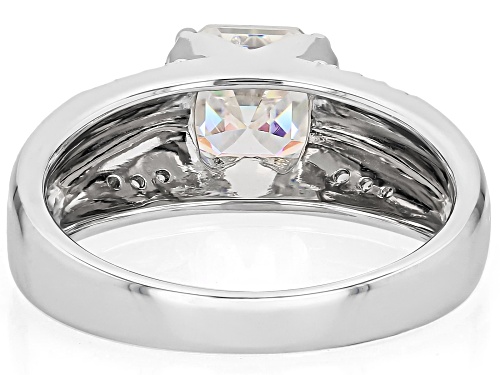 Pre-Owned 2.42ct Asscher Cut Strontium Titanate With 1.02ctw White Zircon Rhodium Over Silver Rolex - Size 10
