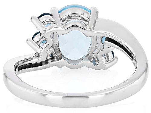Pre-Owned 3.24ct Glacier Topaz™, 0.50ctw London Blue Topaz & 0.07ctw Blue Diamond Rhodium Over Silve - Size 6