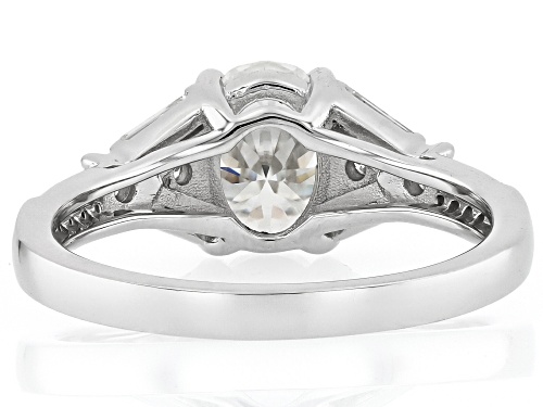 Pre-Owned Moissanite Fire® 2.02ctw DEW Oval, Baguette, and Round Platineve® Ring - Size 8