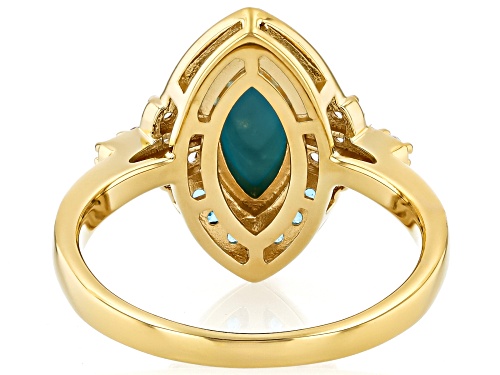 Pre-Owned 10x5mm Sleeping Beauty Turquoise, Neon Apatite, Zircon 18k Yellow Gold Over Sterling Silve - Size 9