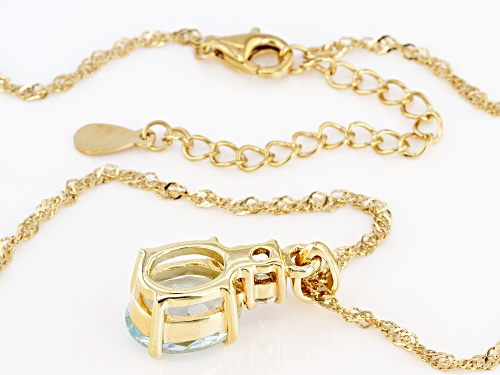 Pre-Owned 2.92ctw Blue Apatite And White Zircon 18K Yellow Gold Over Sterling Silver Pendant With Ch