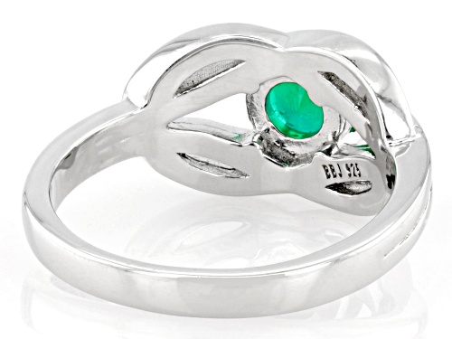 Pre-Owned 0.60ct Round Lab Created Emerald Rhodium Over Sterling Silver Ring - Size 6