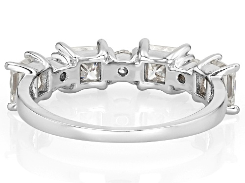 Pre-Owned Moissanite Fire® 1.78ctw DEW Square Princess Cut and Round Brilliant Platineve® Band Ring - Size 7