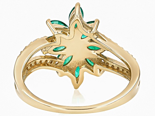 Pre-Owned 0.94ctw Sakota Emerald With 0.36ctw White Zircon 18k Yellow Gold Over Sterling Silver Ring - Size 7