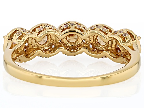 Pre-Owned 0.72ctw Imperial Zircon With 0.62ctw White Zircon 18k Yellow Gold Over Sterling Silver Rin - Size 9
