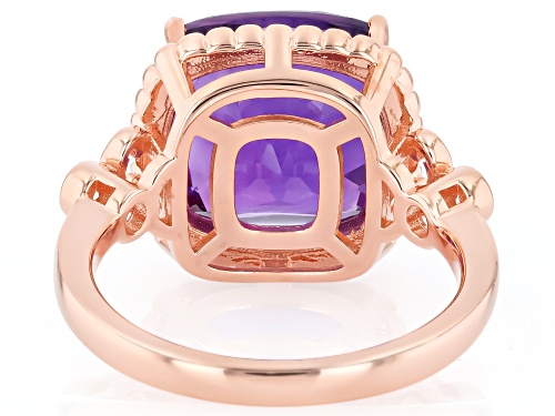 Pre-Owned 5.40ct African Amethyst with 0.05ctw Moissanite Fire® 18K Rose Gold Over Sterling Silver R - Size 7