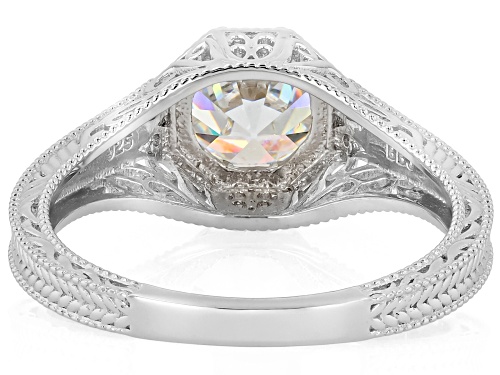 Pre-Owned 1.87ct Old European Cut Strontium Titanate Rhodium Over Sterling Silver Ring - Size 10