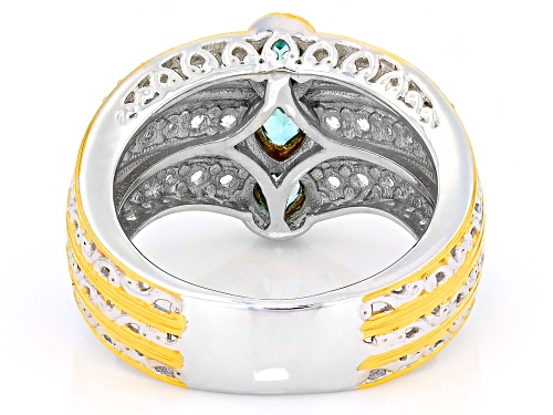 Pre-Owned 1.28ctw Dauphin Apatite With White Zircon Rhodium And 24k Gold Over Palladium Sterling Sil - Size 6