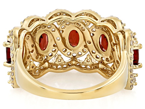 Pre-Owned 2.52ctw Red Garnet with 1.03ctw White Zircon 18k Yellow Gold Over Sterling Silver Ring - Size 7