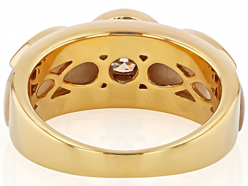 Pre-Owned MOISSANITE FIRE® 1.86CTW DEW AND INLAID MOTHER-OF-PEARL 14K YELLOW GOLD OVER SILVER RING - Size 7