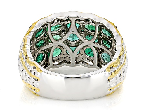 Pre-Owned 2.31ctw Grizzly Emerald Rhodium & 24k Yellow Gold Over Palladium Sterling Silver Ring - Size 10