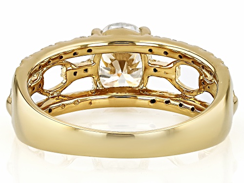 Pre-Owned MOISSANITE FIRE® 2.06CTW DEW OVAL AND  ROUND BRILLIANT 14K YELLOW GOLD OVER SILVER RING - Size 7