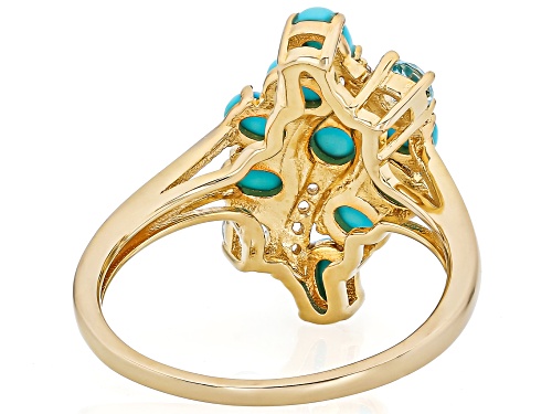 Pre-Owned Sleeping Beauty Turquoise With 0.36ctw White & Glacier Topaz (TM) 18k Yellow Gold Over Sil - Size 7