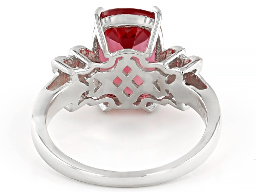 Pre-Owned 4.25ct Lab Created Padparadscha Sapphire With 0.03ctw White Zircon Rhodium Over Sterling S - Size 6