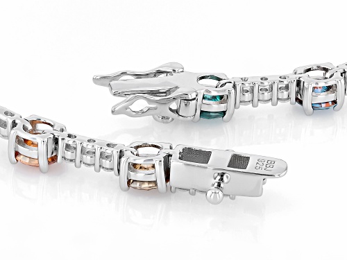 Pre-Owned MOISSANITE FIRE® MULITI COLOR 8.76CTW DEW ROUND BRILLIANT PLATINEVE® TENNIS BRACELET - Size 8