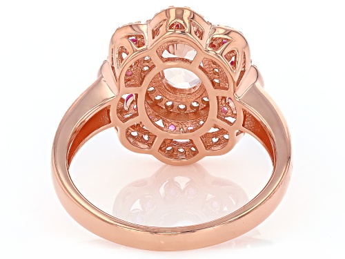 Pre-Owned 0.60ct Morganite, 0.27ctw Lab Pink Sapphire, 0.20ctw Zircon 18k Rose Gold Over Sterling Si - Size 9