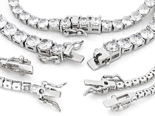 Pre-Owned Bella Luce® Ottone 59.97ctw White Diamond Simulant Rhodium Plated Bracelet Set of 4 - Size 8