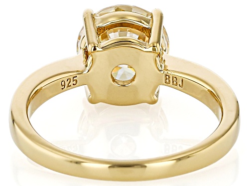 Pre-Owned 3.67ct Round Strontium Titanate 18k Yellow Gold Over Sterling Silver Solitaire Ring - Size 7