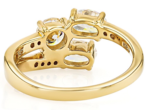 Pre-Owned 1.84ctw Stronitum Titanate With 0.07ctw Moissanite 18k Yellow Gold Over Sterling Silver Ri - Size 7