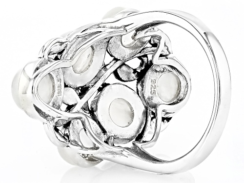 Pre-Owned 7mm And 6mm Round Rainbow Moonstone Sterling Silver Ring - Size 6