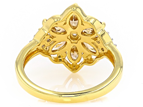 Pre-Owned 1.68ct Imperial Zircon With 0.19ctw White Zircon 18k Yellow Gold Over Sterling Silver Ring - Size 10