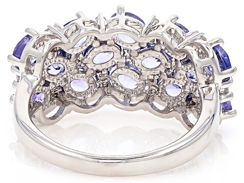 Pre-Owned 2.02ctw Tanzanite with 0.17ctw White Zircon Rhodium Over Sterling Silver Ring - Size 8