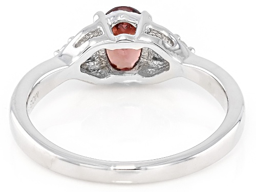 Pre-Owned 0.93ct Blush Zircon and 0.12ctw White Zircon Rhodium Over Sterling Silver Ring - Size 6
