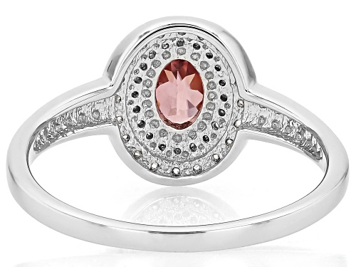 Pre-Owned 0.93Ct Blush Zircon with 0.35ctw White Zircon Rhodium Over Sterling Silver Ring - Size 8