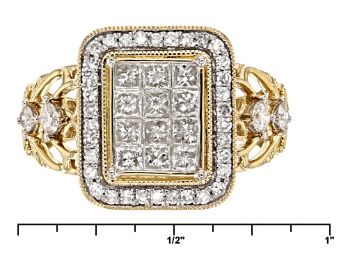 Park Avenue Collection® 1.25ctw Princess Cut And Round White Diamond 14k Yellow Gold Quad Ring - Size 10