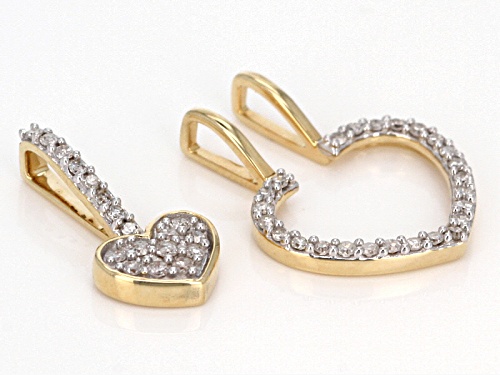 Park Avenue Collection® .22ctw Round White Diamond 14k Yellow Gold Heart Pendant With 18
