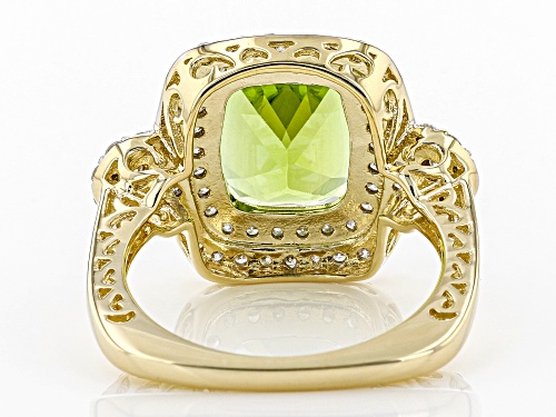 Park Avenue Collection® 3.86ct Green Peridot And .69ctw White Diamond 14K Yellow Gold Halo Ring - Size 7