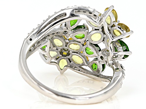 Park Avenue Collection® 3.26ctw Sapphire, Chrome Diopside & Diamond 14K White Gold Ring - Size 5