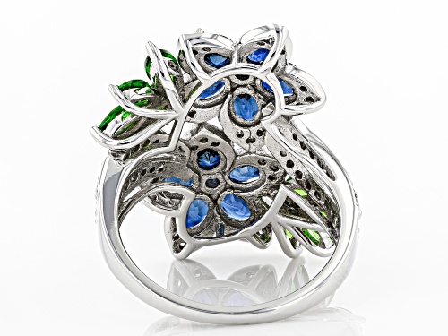 Park Avenue Collection® 2.60ctw Sapphire And Chrome Diopside & .35ctw Diamond 14K White Gold Ring - Size 8