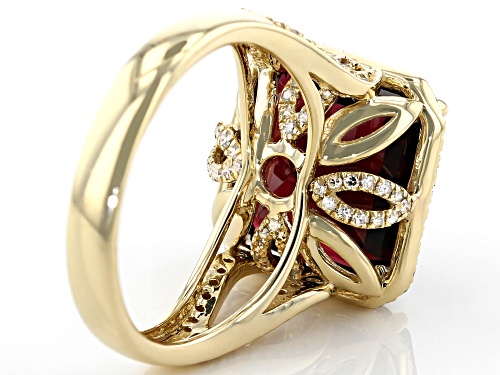 Park Avenue Collection® 7.65ct Raspberry Color Rhodolite & .43ctw Diamond 14K Yellow Gold Ring - Size 10