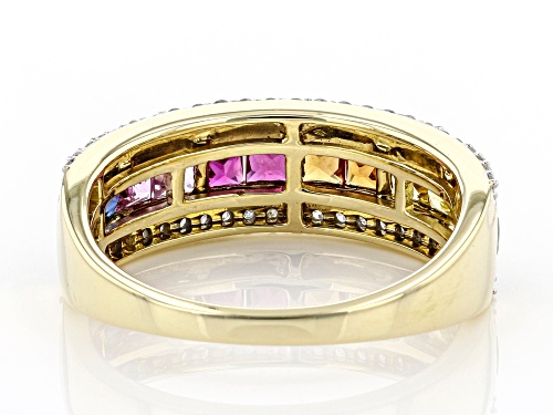 Park Avenue Collection® 1.10ctw Multi-Color Sapphire & Ruby With .24ctw Diamond 14k Yellow Gold Ring - Size 8