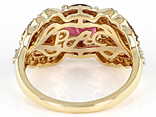Park Avenue Collection® Rubellite With White And Champagne Diamond 14k Yellow Gold Halo Ring 1.77ctw - Size 6