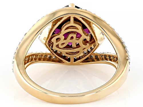 Park Avenue Collection® Raspberry Rhodolite With White Diamond 14k Yellow Gold Ring 2.58ctw - Size 7
