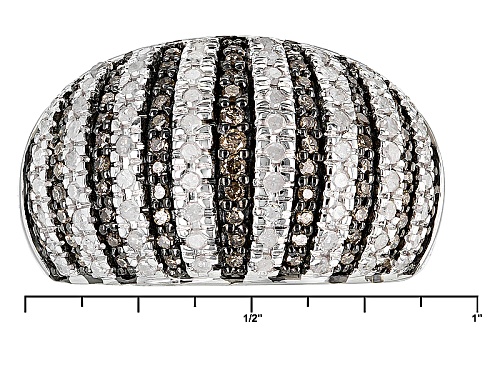 Park Avenue™ 1.03ctw Round Champagne And White Diamond Rhodium Over Silver Dome Ring - Size 5
