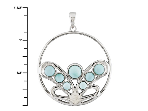 Pacific Style™ 3-5mm Round Cabochon Larimar Sterling Silver Cluster Circle Pendant With Chain