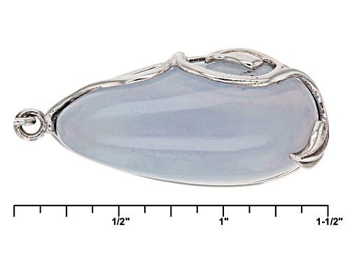 Pacific Style™ 30x14mm Pear Shape Cabochon Blue Lace Agate Sterling Silver 3-Stone Bracelet - Size 8