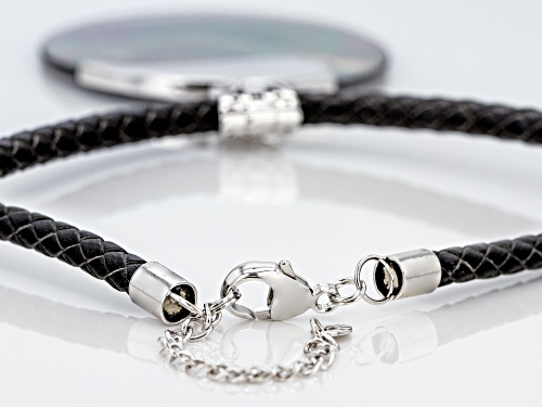 Pacific Style™ 50mm Round Black Mother Of Pearl Rhodium Over Silver Enhancer With 20