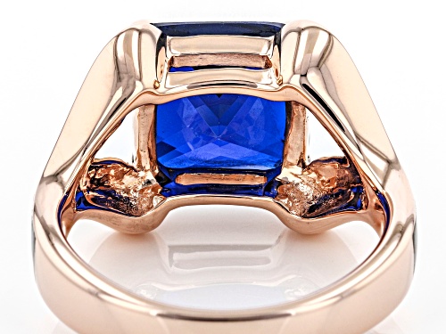 Pacific Style™ 4.22ct Lab Created Blue Spinel & Abalone Shell 18k Rose Gold Over Silver Ring - Size 11