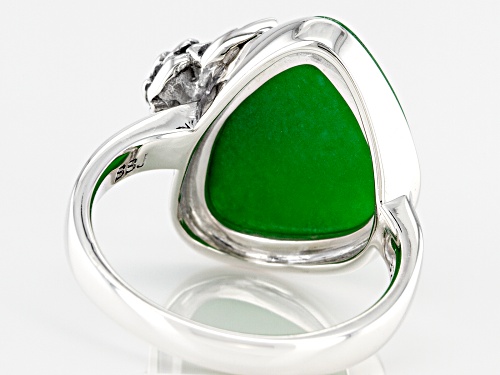Pacific Style™ Jadeite Sterling Silver Floral Ring - Size 8
