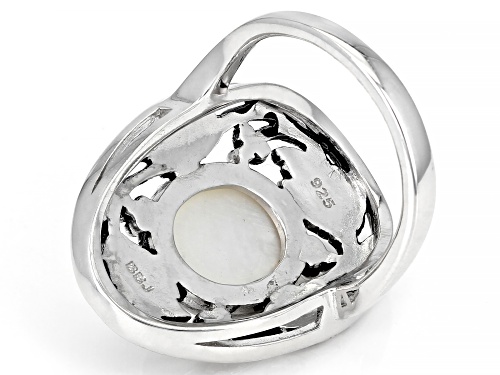 Pacific Style™ Mother-Of- Pearl Sterling Silver Leaf Design Ring - Size 8