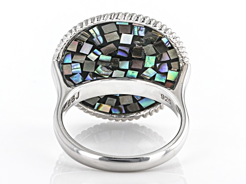 Pacific Style™ Mosaic Abalone & Cultured Freshwater Pearl Rhodium Over Silver Tree of Life Ring - Size 8