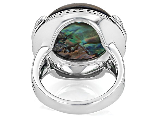 Pacific Style™ 18mm Abalone Shell Sterling Silver Solitaire Ring - Size 7