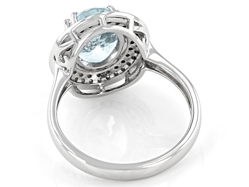 2.03ct Oval Aquamarine With 0.24ctw Round White Diamond Platinum Ring. - Size 8