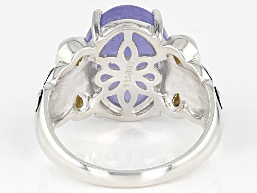 Pacific Style™ Purple Jadeite & Mother-of-Pearl Rhodium Over Silver Ring - Size 11
