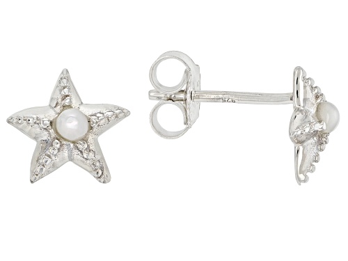 Pacific Style™ 4x3mm Lab Created Green Opal & Mother-of-Pearl Rhodium Over Silver Earring Set of 3