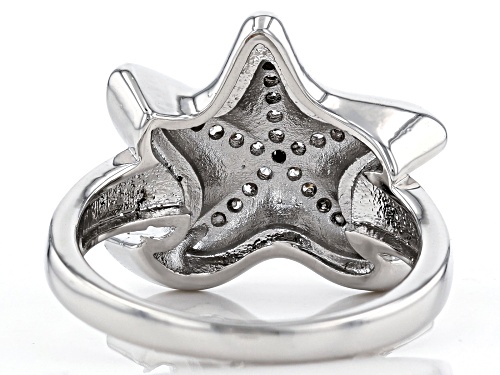 Paula Deen Jewelry™ Round White Crystal Silver Tone Starfish Ring - Size 8